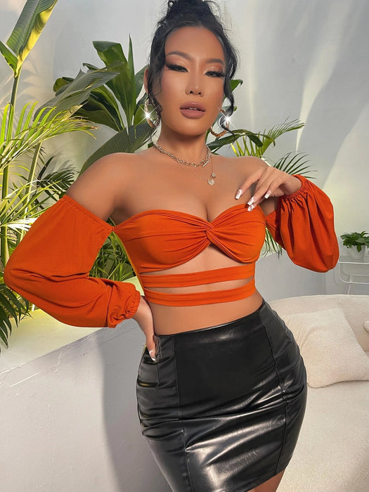 SHEIN SXY Top corto de hombros descubiertos girante delantero con abertura - Quierox - Tienda Online