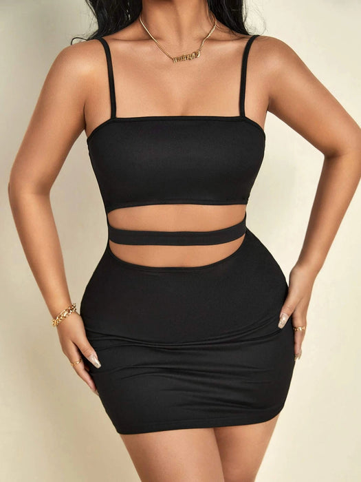 SHEIN SXY Vestido ajustado con escote halter y aberturas - Quierox - Tienda Online