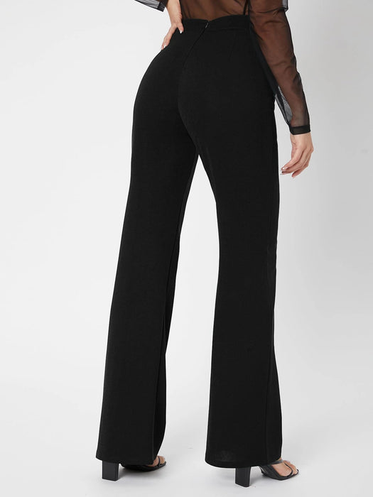 SHEIN Tall Pantalones palazzo unicolor con cremallera trasera - Quierox - Tienda Online