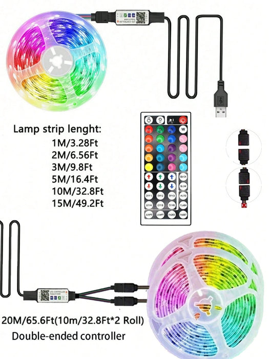 SHEIN Tira de luces LED decorativas de 1 m control por cable USB, con control remoto inteligente - Quierox - Tienda Online