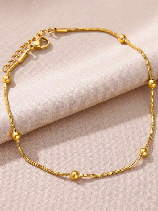 Shein Tobilleras de acero inoxidable con cuentas de perlas falsas para mujeres - Quierox - Tienda Online