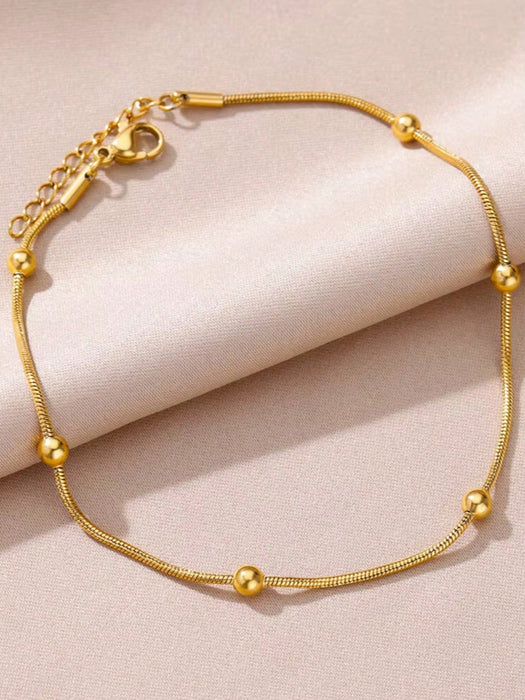 Shein Tobilleras de acero inoxidable con cuentas de perlas falsas para mujeres - Quierox - Tienda Online