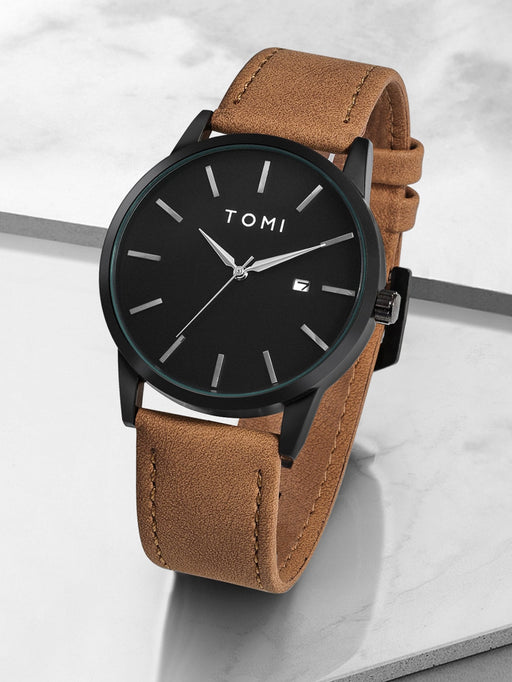 SHEIN TOMI Reloj de cuarzo minimalista redondo con puntero de fecha - Quierox - Tienda Online