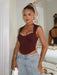 SHEIN Top corsé estilo bustier Glamine Charm Lady-Like con cuello y tirantes - Quierox - Tienda Online