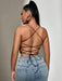SHEIN Top corto de tirantes con cordones y espalda descubierta Allurite - Quierox - Tienda Online