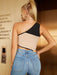 Shein Top corto de un hombro de color combinado bajo asimétrico - Quierox - Tienda Online