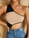 Shein Top corto de un hombro de color combinado bajo asimétrico - Quierox - Tienda Online