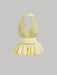 SHEIN Top de mujer color amarillo pálido con cuello halter y bajo abullonado - Quierox - Tienda Online