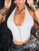 SHEIN Top de tirantes Apperloth blanca con escote en V, cordones en la espalda - Quierox - Tienda Online