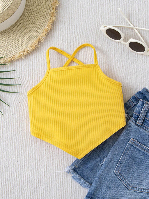 SHEIN Top de tirantes asimétrico de punto de color liso para niña bebé - Quierox - Tienda Online