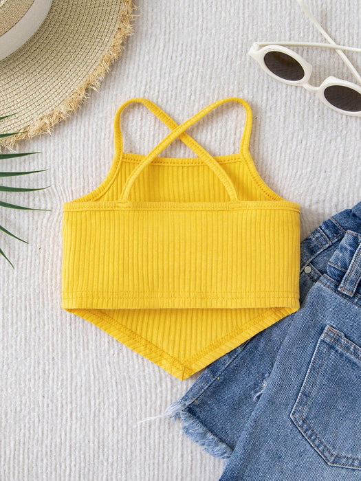 SHEIN Top de tirantes asimétrico de punto de color liso para niña bebé - Quierox - Tienda Online