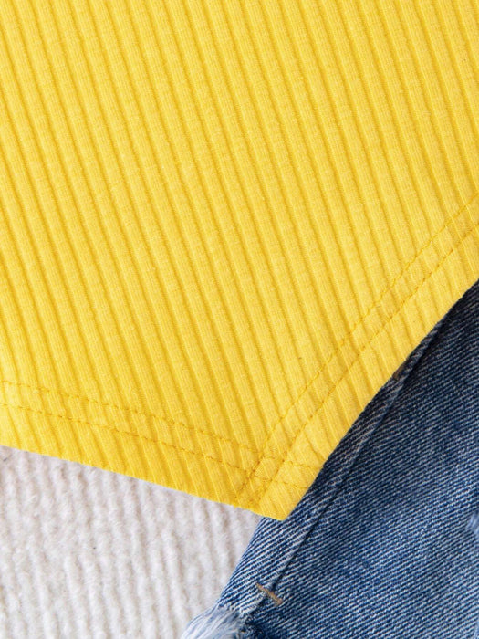 SHEIN Top de tirantes asimétrico de punto de color liso para niña bebé - Quierox - Tienda Online