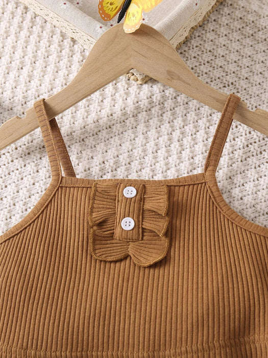 Shein Top de tirantes con volantes y pantalones acampanados - Quierox - Tienda Online