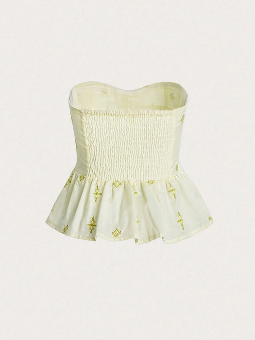 SHEIN Top de tubo con busto fruncido y estampado floral Aveloria - Quierox - Tienda Online