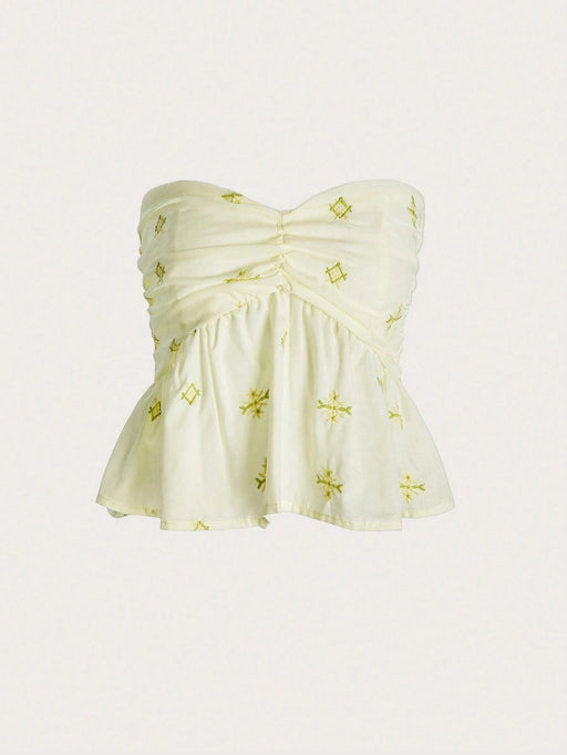 SHEIN Top de tubo con busto fruncido y estampado floral Aveloria - Quierox - Tienda Online