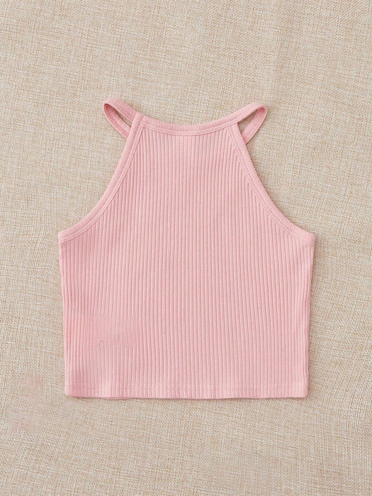 SHEIN Top halter de punto acanalado para niña, 3 piezas - Quierox - Tienda Online