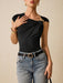 SHEIN Top negro ajustado Poéselle, tops de verano, camiseta ajustada de mujer - Quierox - Tienda Online