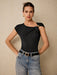 SHEIN Top negro ajustado Poéselle, tops de verano, camiseta ajustada de mujer - Quierox - Tienda Online