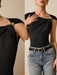 SHEIN Top negro ajustado Poéselle, tops de verano, camiseta ajustada de mujer - Quierox - Tienda Online