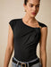 SHEIN Top negro ajustado Poéselle, tops de verano, camiseta ajustada de mujer - Quierox - Tienda Online