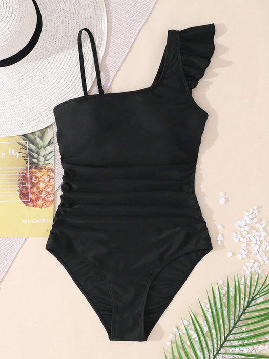 SHEIN Traje De Baño De Una Pieza De Color Sólido Para Niñas Adolescentes - Quierox - Tienda Online