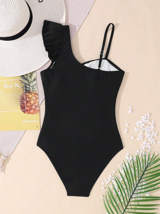 SHEIN Traje De Baño De Una Pieza De Color Sólido Para Niñas Adolescentes - Quierox - Tienda Online