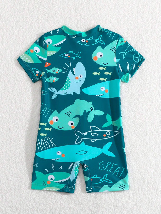 Shein Traje de baño de una pieza para bebé niño, con estampado de dibujos animados - Quierox - Tienda Online