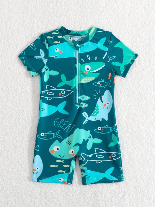 Shein Traje de baño de una pieza para bebé niño, con estampado de dibujos animados - Quierox - Tienda Online