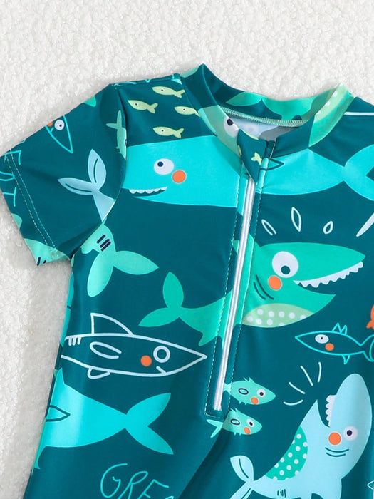 Shein Traje de baño de una pieza para bebé niño, con estampado de dibujos animados - Quierox - Tienda Online