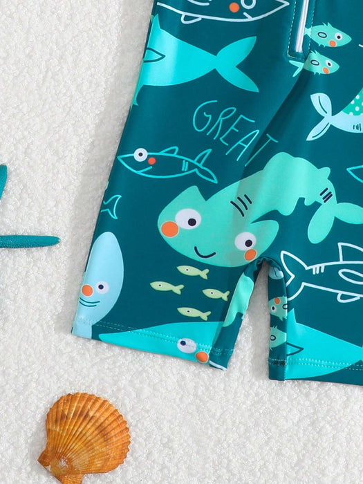 Shein Traje de baño de una pieza para bebé niño, con estampado de dibujos animados - Quierox - Tienda Online