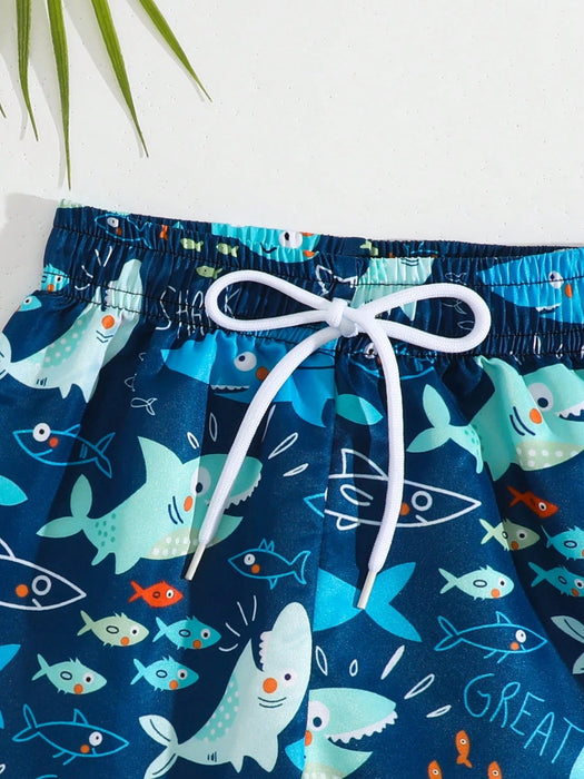 SHEIN Traje de baño para bebé niño, shorts de playa con estampado de tiburón - Quierox - Tienda Online
