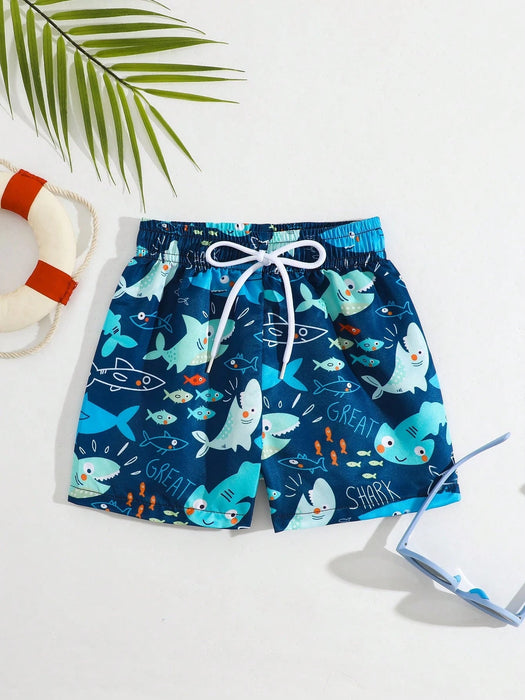 SHEIN Traje de baño para bebé niño, shorts de playa con estampado de tiburón - Quierox - Tienda Online