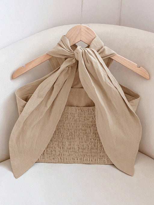 SHEIN Travachic Top cruzado halter de unicolor casual para mujer - Quierox - Tienda Online