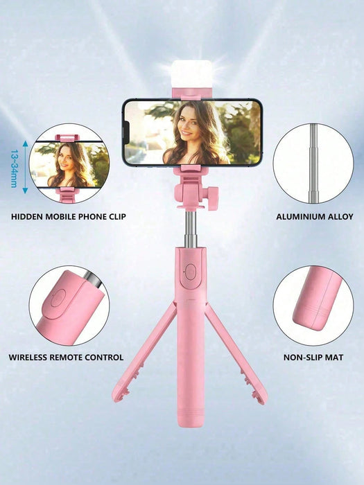 Shein Trípode con Bluetooth para selfies, luz de relleno y control remoto para transmisión en vivo y fotografía - Quierox - Tienda Online