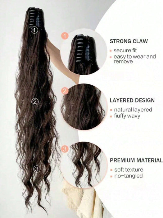 SHEIN TRIXY 1 pieza Garra Clip Extensión de cabello de cola de caballo rizada - Quierox - Tienda Online