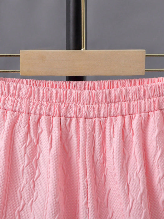 Shein Tween Boy Camisa lisa con botones delanteros y pantalones cortos sin camiseta Vacaciones de verano - Quierox - Tienda Online