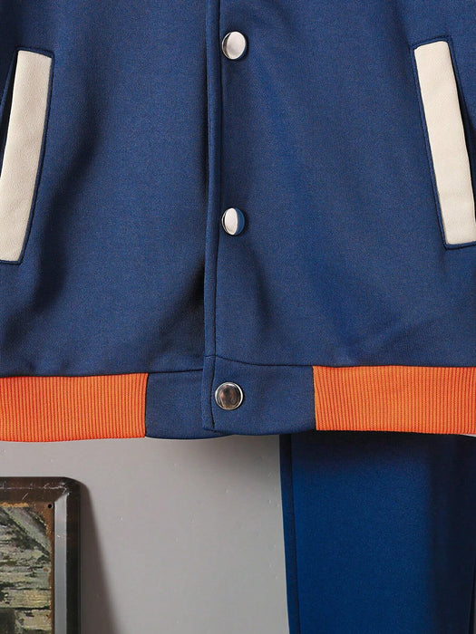 SHEIN Tween Boy Chaqueta bomber y pantalón deportivo sin capucha con hombros caídos y diseño de letras - Quierox - Tienda Online