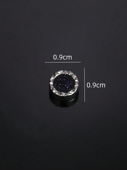 Shein Un arete magnético de piedra arenisca azul simple y elegante - Quierox - Tienda Online