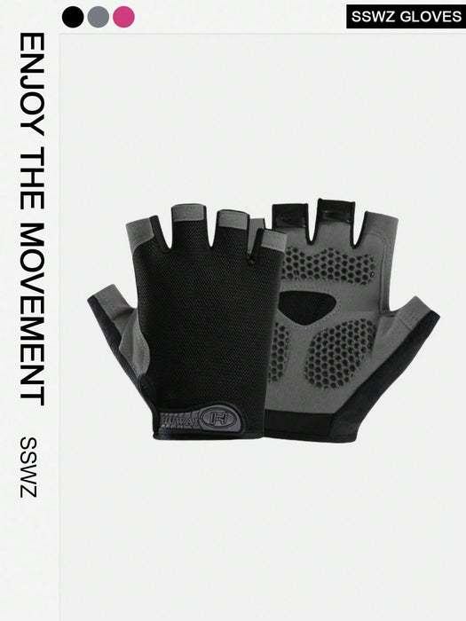 Shein Un par de guantes negros de mujer de media palma para el gimnasio - Quierox - Tienda Online