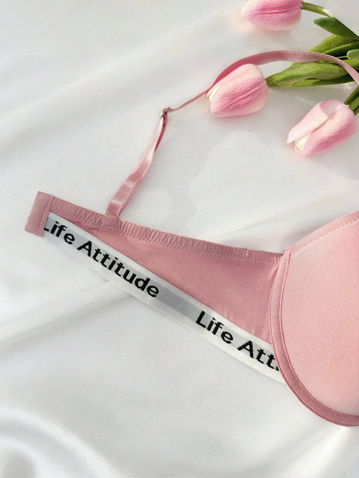Shein Underwear&Sleeve Sujetador push up básico de 3 piezas con cinta con letras - Quierox - Tienda Online