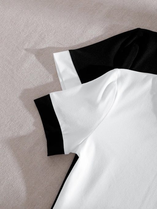 SHEIN Unity 2 piezas Camiseta unida en contraste unicolor - Quierox - Tienda Online