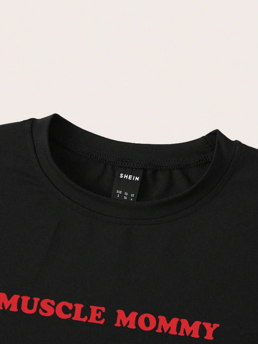 SHEIN Unity Camiseta corta de verano para el Día de la Madre con eslogan en rojo - Quierox - Tienda Online