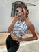 SHEIN Unity Tie Top halter sin espalda con estampado gráfico - Quierox - Tienda Online