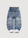 SHEIN Vaqueros azules holgados de mezclilla para bebé, estilo urbano, con bordes sin rematar - Quierox - Tienda Online