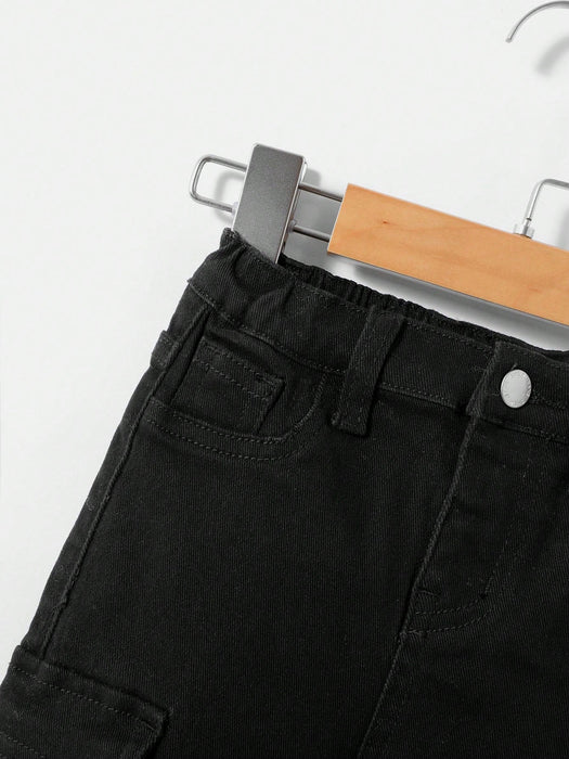 SHEIN Vaqueros cargo con bolsillos de solapa y rotos para bebé niño - Quierox - Tienda Online