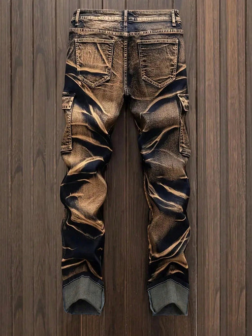 Shein Vaqueros cargo desgastados con efecto tie - dye para hombre - Quierox - Tienda Online