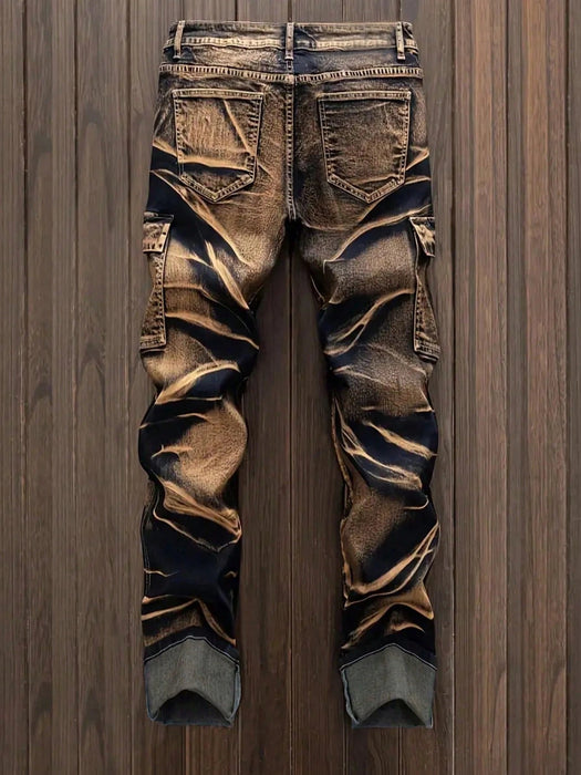 Shein Vaqueros cargo desgastados con efecto tie - dye para hombre - Quierox - Tienda Online