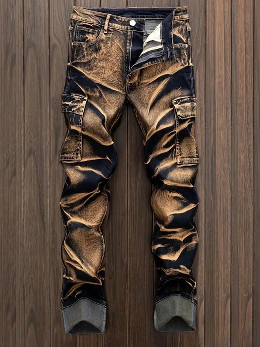 Shein Vaqueros cargo desgastados con efecto tie - dye para hombre - Quierox - Tienda Online