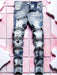 Shein Vaqueros Rectos de Estilo Urbano Hip Hop para Hombre con Bordado y Ajuste Slim - Quierox - Tienda Online