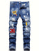 SHEIN Vaqueros rotos con parches de oso y letras para hombre - Quierox - Tienda Online